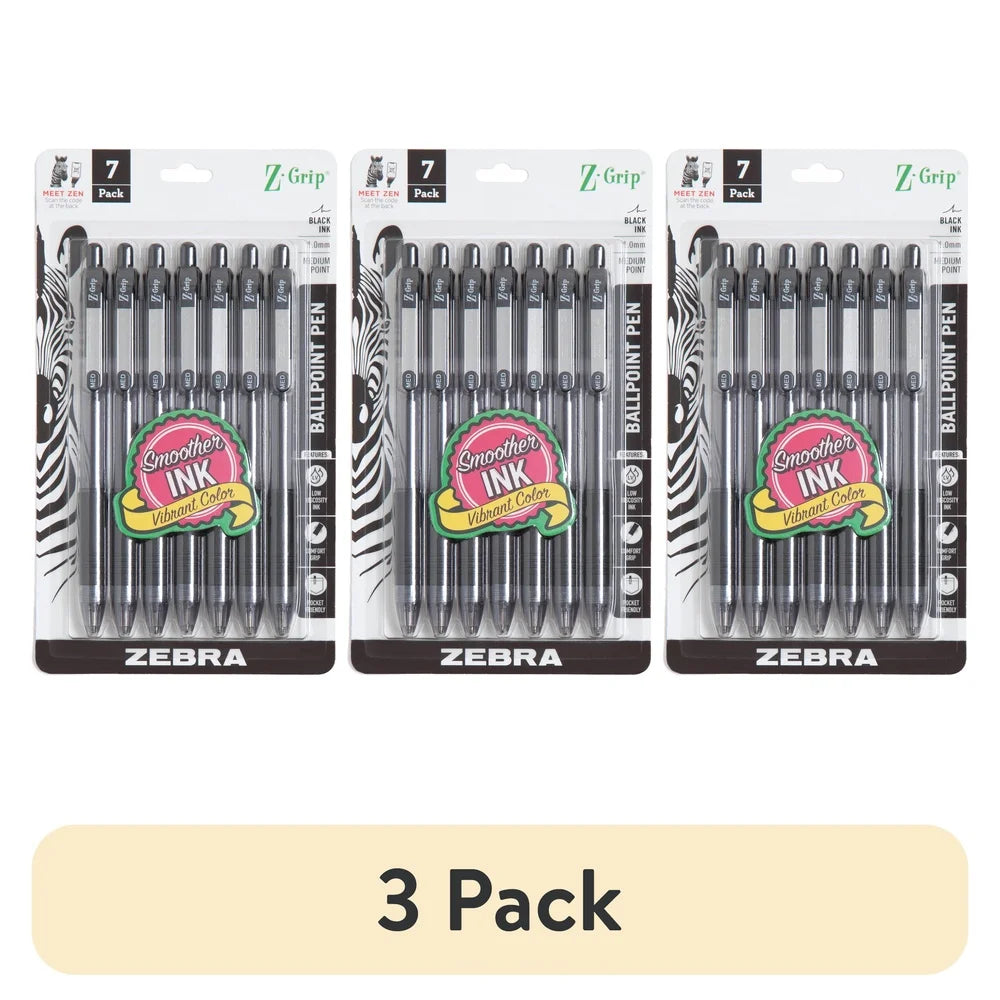 Retractable Ballpoint Pens – 3-Pack (7 Pens Each) 1.0mm Black Ink Smooth Writing with Soft Grip 🖊️
