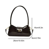 Women’s Patent PU Leather Armpit Handbag – Luxury Gold Buckle Shoulder Bag with Elegant Glossy Finish for Trendy Fashion Looks