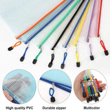 10PCS Mesh Zipper Pouch Set – Waterproof Plastic Document Bags for Travel, Office & Home Organization