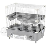 2-Tier Hamster Cage – Spacious Hamster Habitat with Accessories, Durable Gray Design for Small Pets