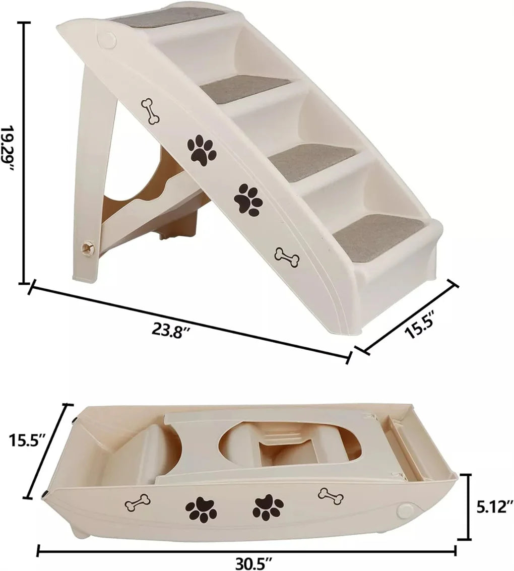 Foldable Dog Ramp & Stairs – Portable Pet Steps for Cars, Beds & Sofas with Non-Slip Surface and Lightweight Design
