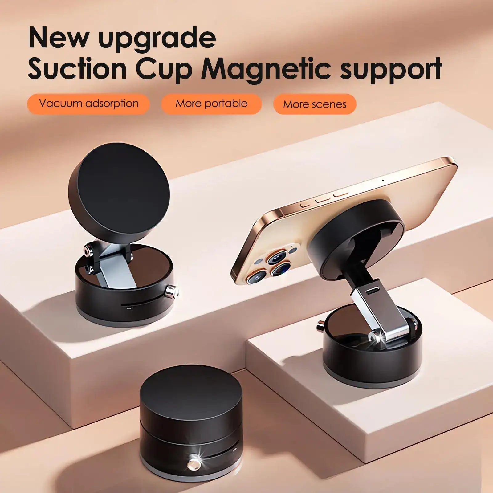 Vacuum Magnetic Suction Cup Car Phone Holder – Foldable & Portable Mount for iPhone 16/15/14/13/12
