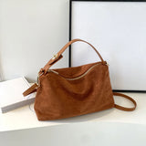 Women’s Suede Crossbody Hobo Bag – Adjustable Strap Satchel with Inner Pocket & Zipper Clutch for Work & Travel 👜✨