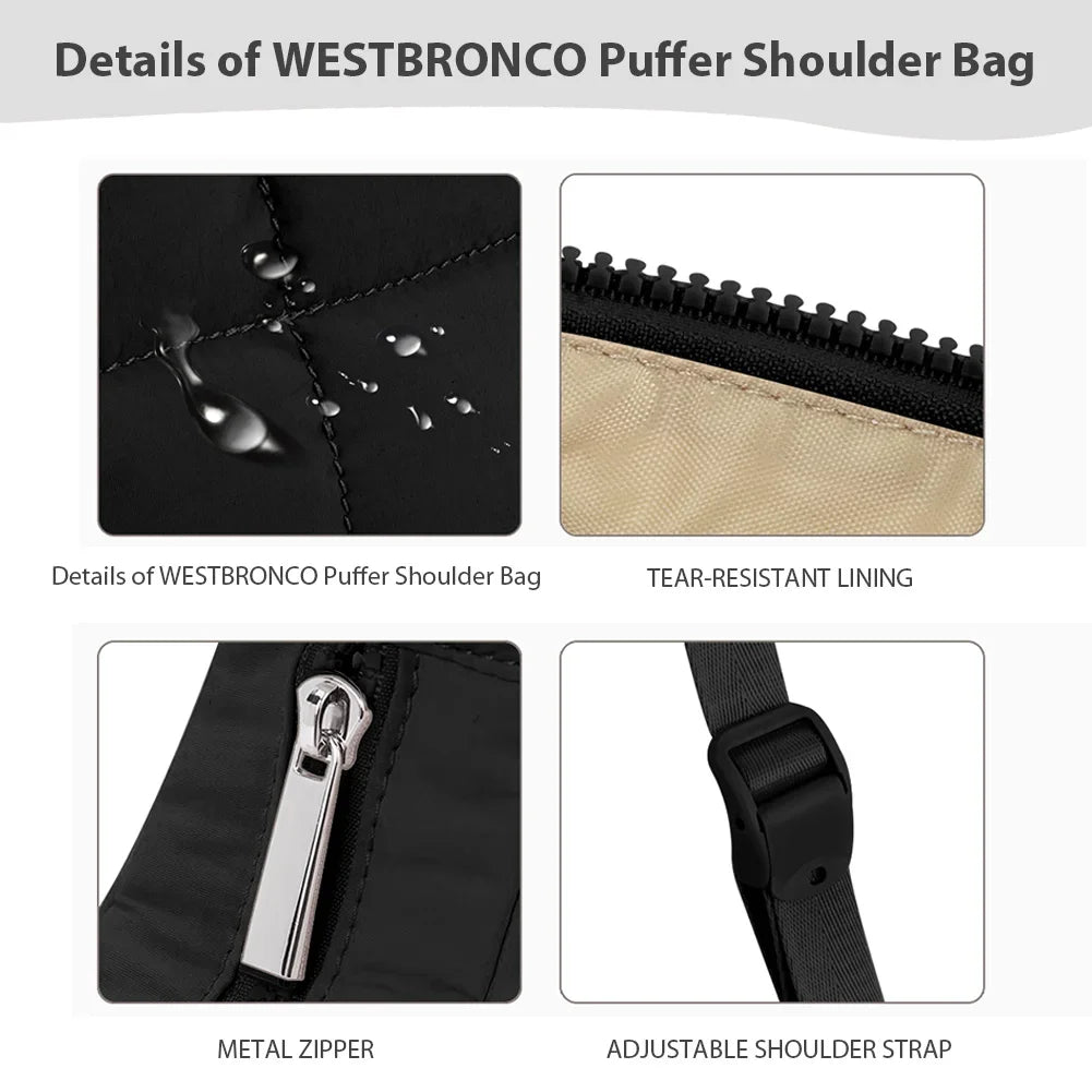 Puffer Crescent Bag – Quilted Nylon Underarm & Hobo Shoulder Bag with Adjustable Strap for Women 👜✨