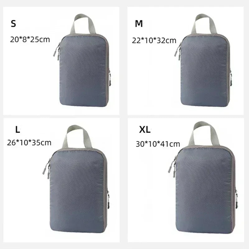 4-Piece Compression Packing Cube Bag Set – Travel & Luggage Storage Organisers with Shoe Bag, Waterproof Mesh & Zipper