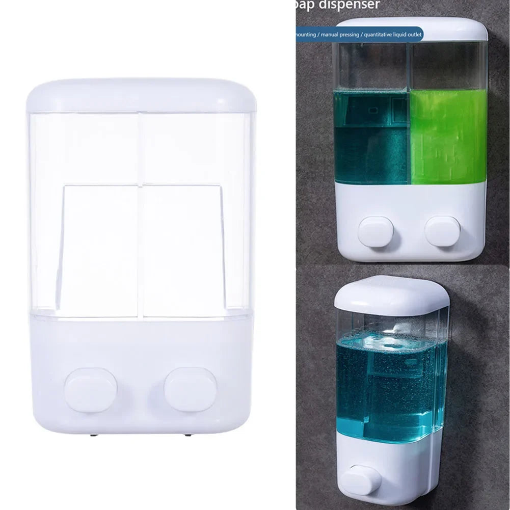 ABS Wall-Mounted Liquid Soap Dispenser – Single or Double Head Foam Hand-Wash & Shower Gel Pump