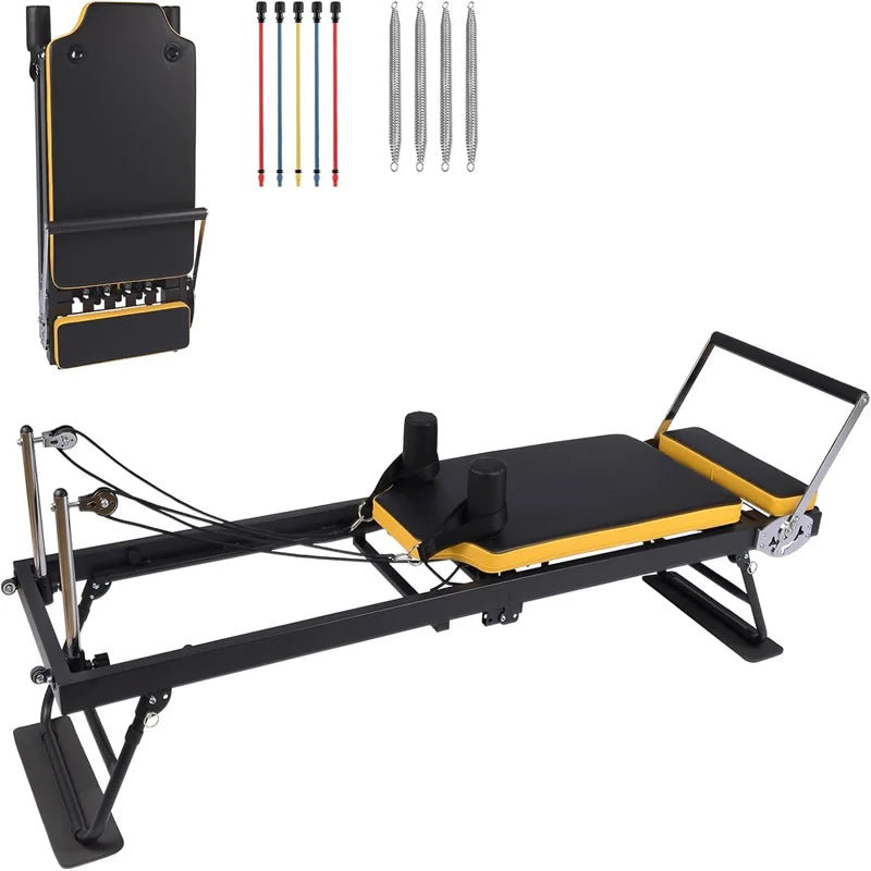 Foldable Pilates Reformer Machine – 77" Home Gym Equipment Adjustable for Beginners & Advanced