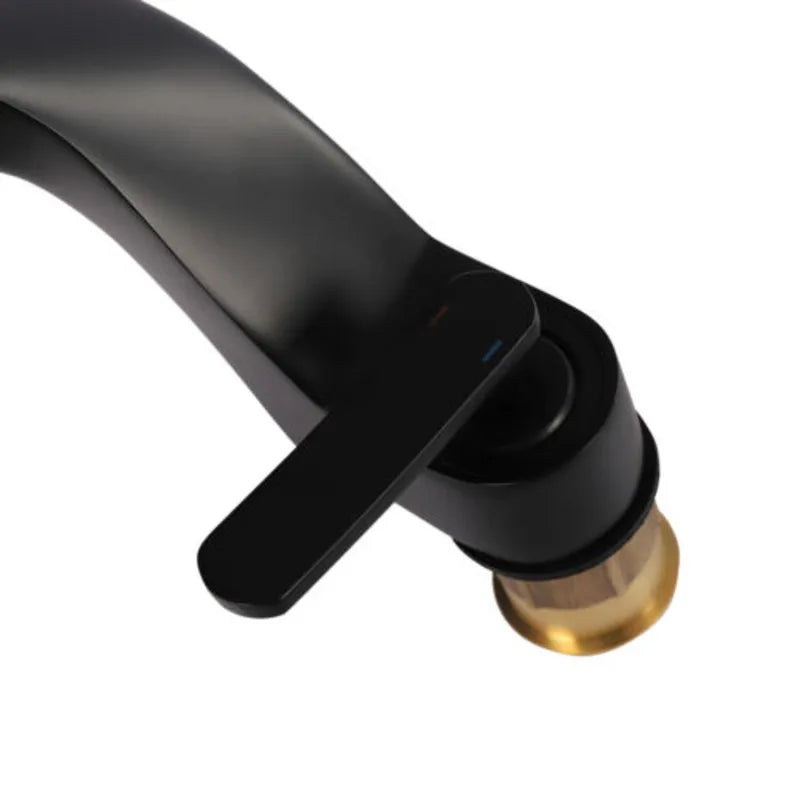Modern Arc-Shaped Single-Handle Faucet – Matte Black Finish for Bathroom & Kitchen Sink
