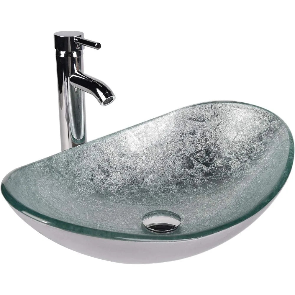 48" White Bathroom Vanity – Marble-Texture Top, 4 Drawers & Double Glass Vessel Sinks (Modern Standing Cabinet)