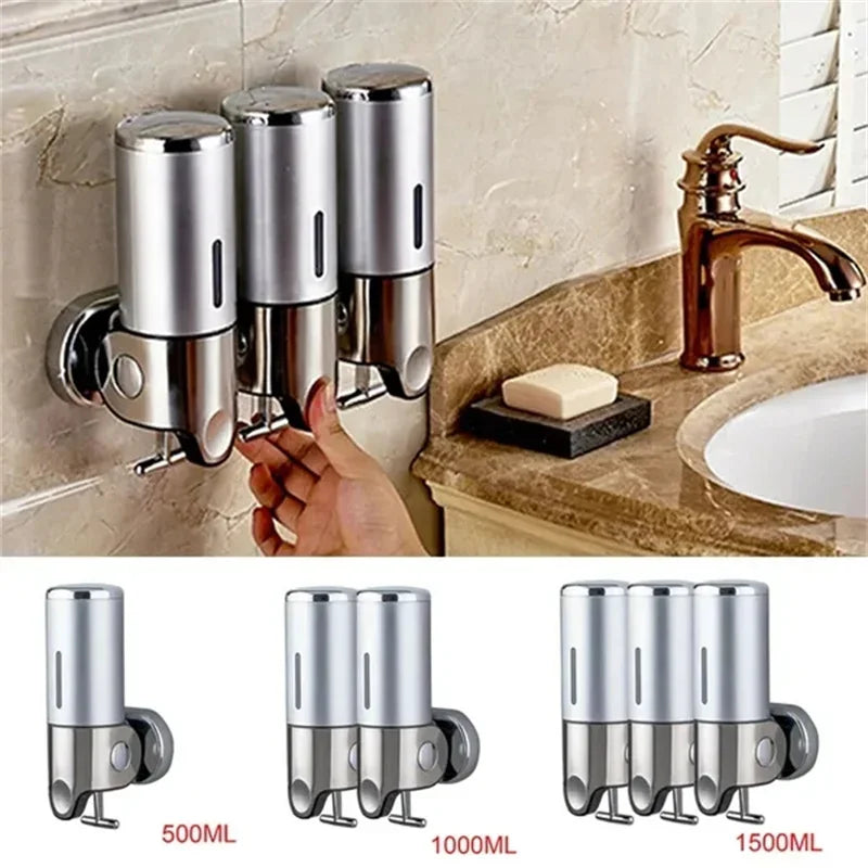 Wall-Mount Bathroom Liquid Soap Dispenser – Refillable Hand Sanitizer, Shampoo & Shower Gel Container