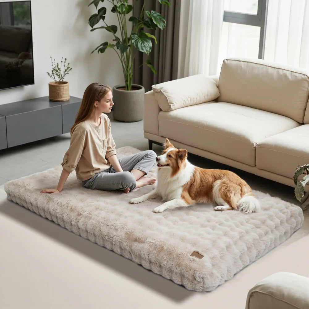 Ultra Plush Dog Bed Cushion – Soft Washable Mattress for Crates, Puppies & Large Dogs
