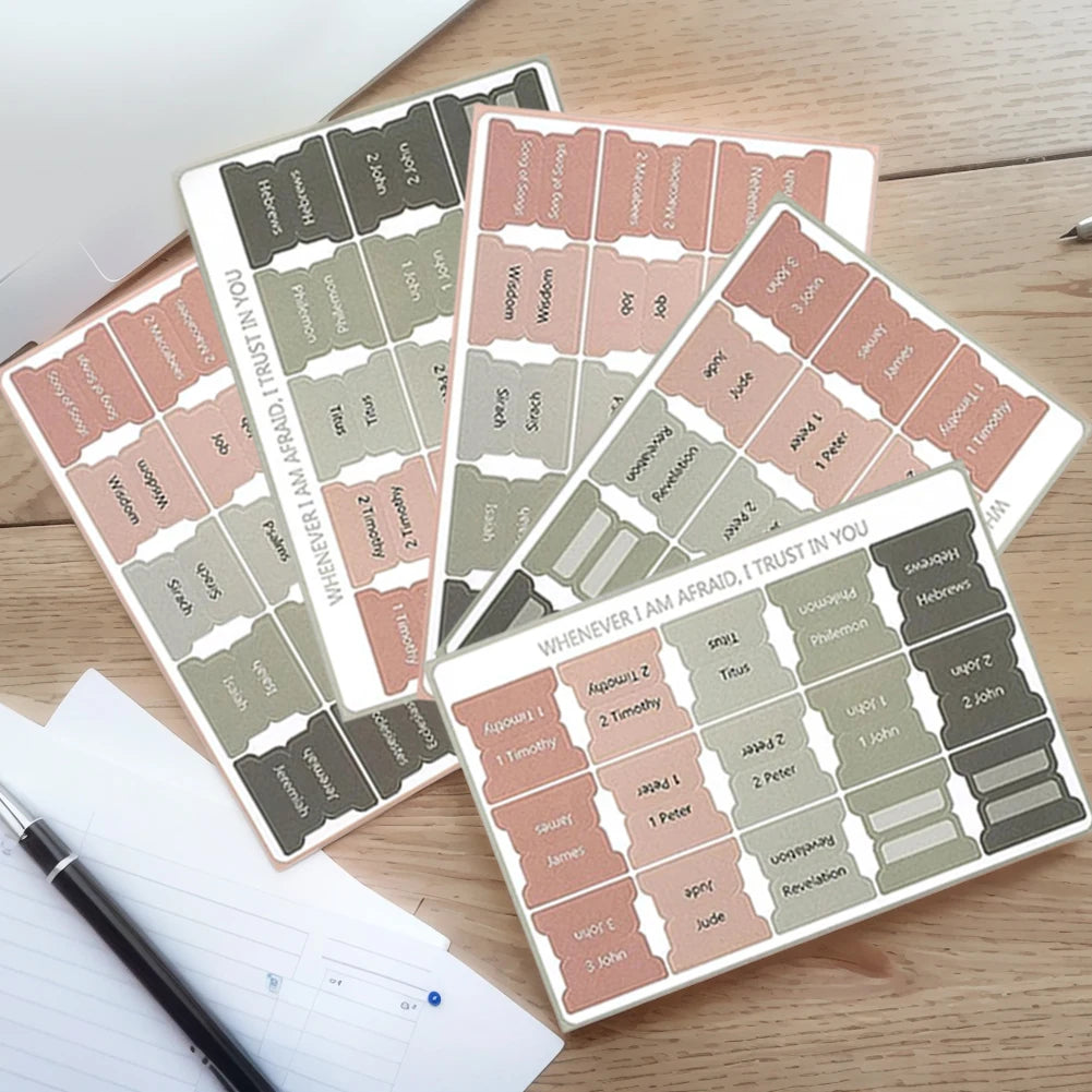 5-Sheet Bible Index Tabs – Large Print Laminated Study Labels for Easy Reference