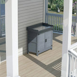 Outdoor Wooden Storage Cabinet – Waterproof Garden Tool Shed with Potting Bench & Work Station Table | Patio & Backyard Organizer