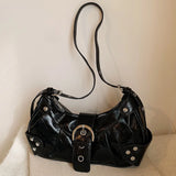 Women’s Y2K Punk Under-Arm Shoulder & Crossbody Bag – Solid PU Leather Handbag