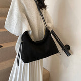 Women’s Suede Shoulder & Messenger Bag – Retro Soft Handbag with Adjustable Strap and Zipper for Work & Travel
