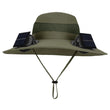 Outdoor Camping & Fishing Solar Fan Hat – Unisex Portable Wide Brim Fisherman Cap with Solar-Powered Cooling Fan