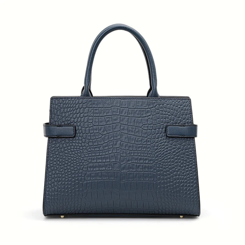 Aidrani Genuine Leather Croc-Pattern Large Capacity Handbag – Women’s Square Cowhide Shoulder Bag