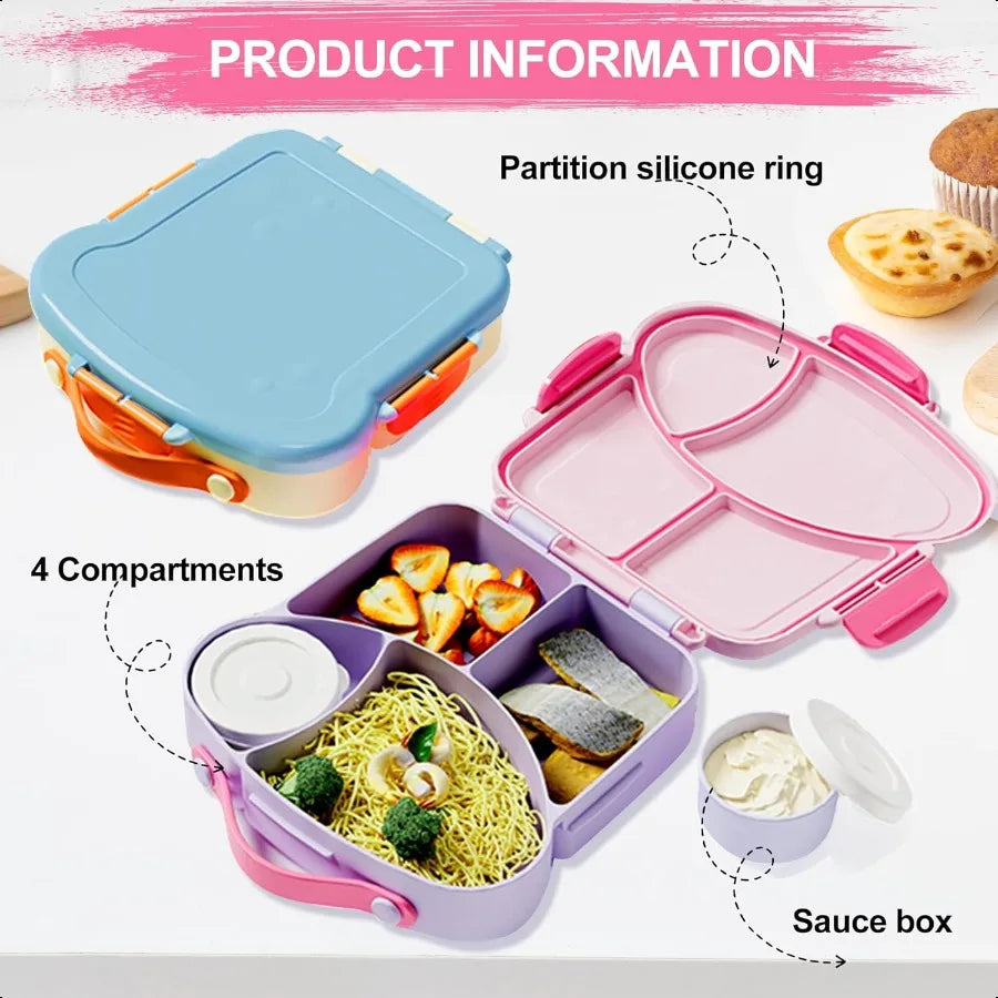 Leak-Proof 4-Compartment Bento Lunch Box – 31 oz / 900 ml Food Container for School, Outdoor & Travel (Pink)