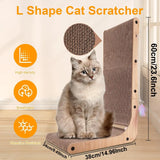 L-Shape Cat Scratcher – 23.6" Cardboard Cat Scratch Pad for Indoor Cats, Protects Furniture, Multi-Angle Cat Scratching Lounge