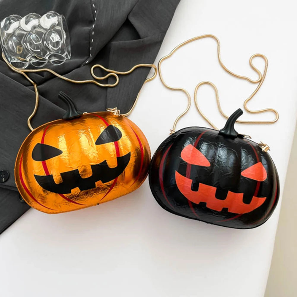 Novelty Pumpkin PU Leather Crossbody Bag – Women’s Halloween Messenger Purse