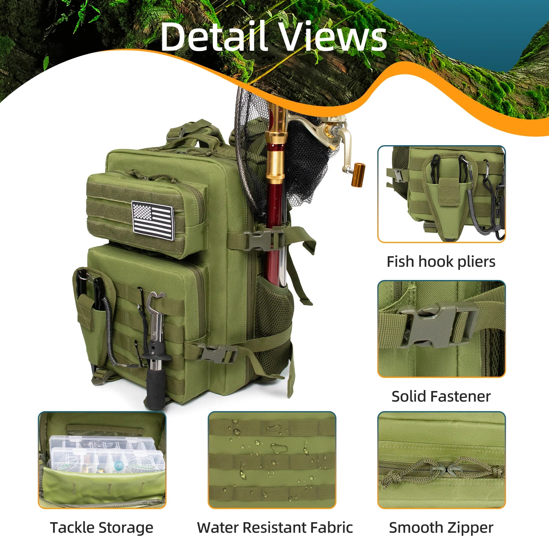 25L Tactical Fishing & Hunting Backpack – Waterproof Outdoor Pack | Men’s Large-Capacity Travel & Field Bag