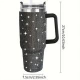 Sparkling Studded Tumbler 40oz with Lid & Handle – Stainless Steel Insulated Car Cup
