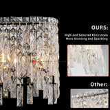Silver Oval Crystal Chandelier – Elegant Modern Ceiling Light Fixture with Reflective Hanging Crystals (Bulbs Not Included)