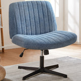 🪑 JHK Cross-Legged Rocking Gaming Chair – Armless Wide Fabric Swivel Task & Vanity Chair for Office & Living Room