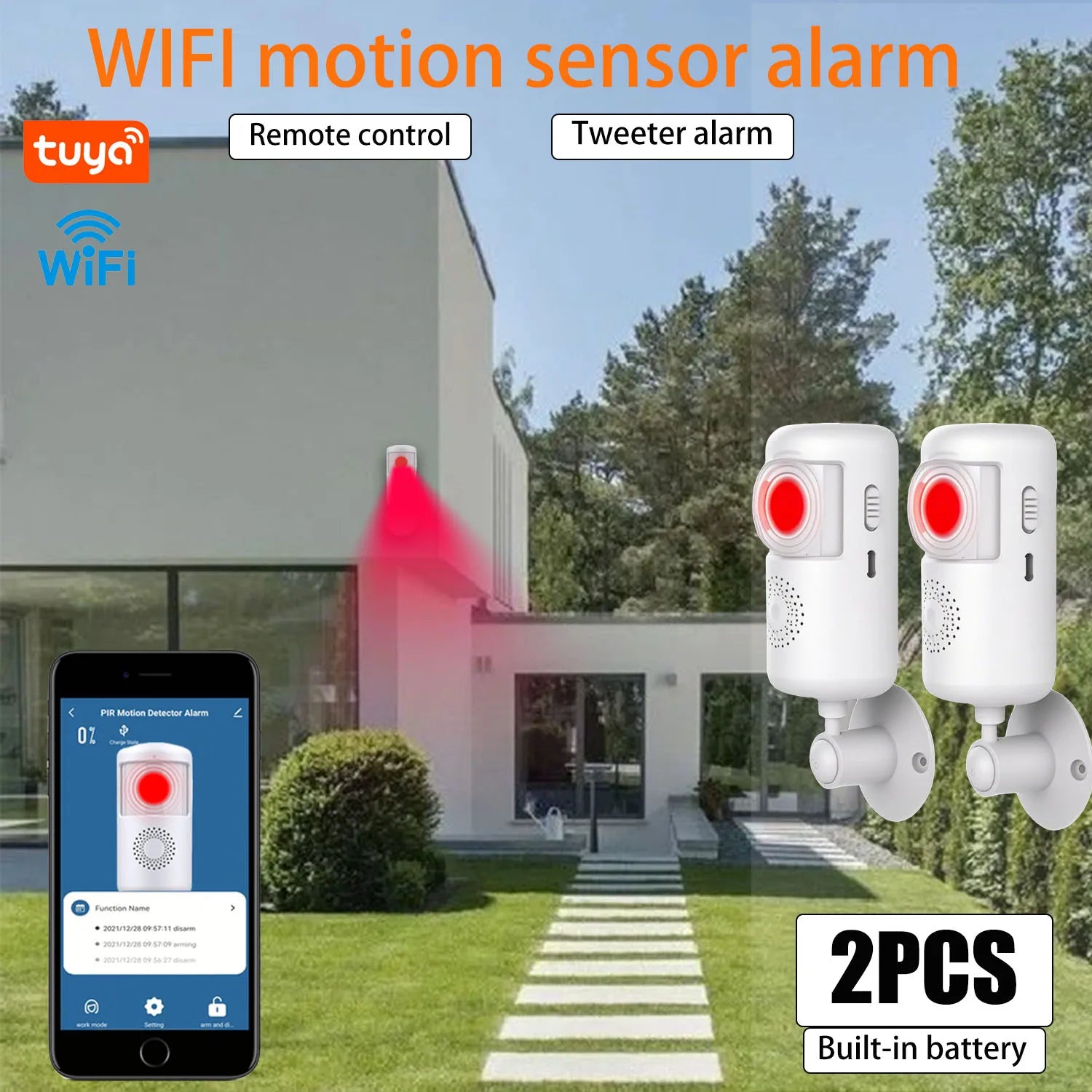📡 WiFi Tuya Smart PIR Motion Detector – Battery-Powered Infrared Wireless Alarm System with App Alerts