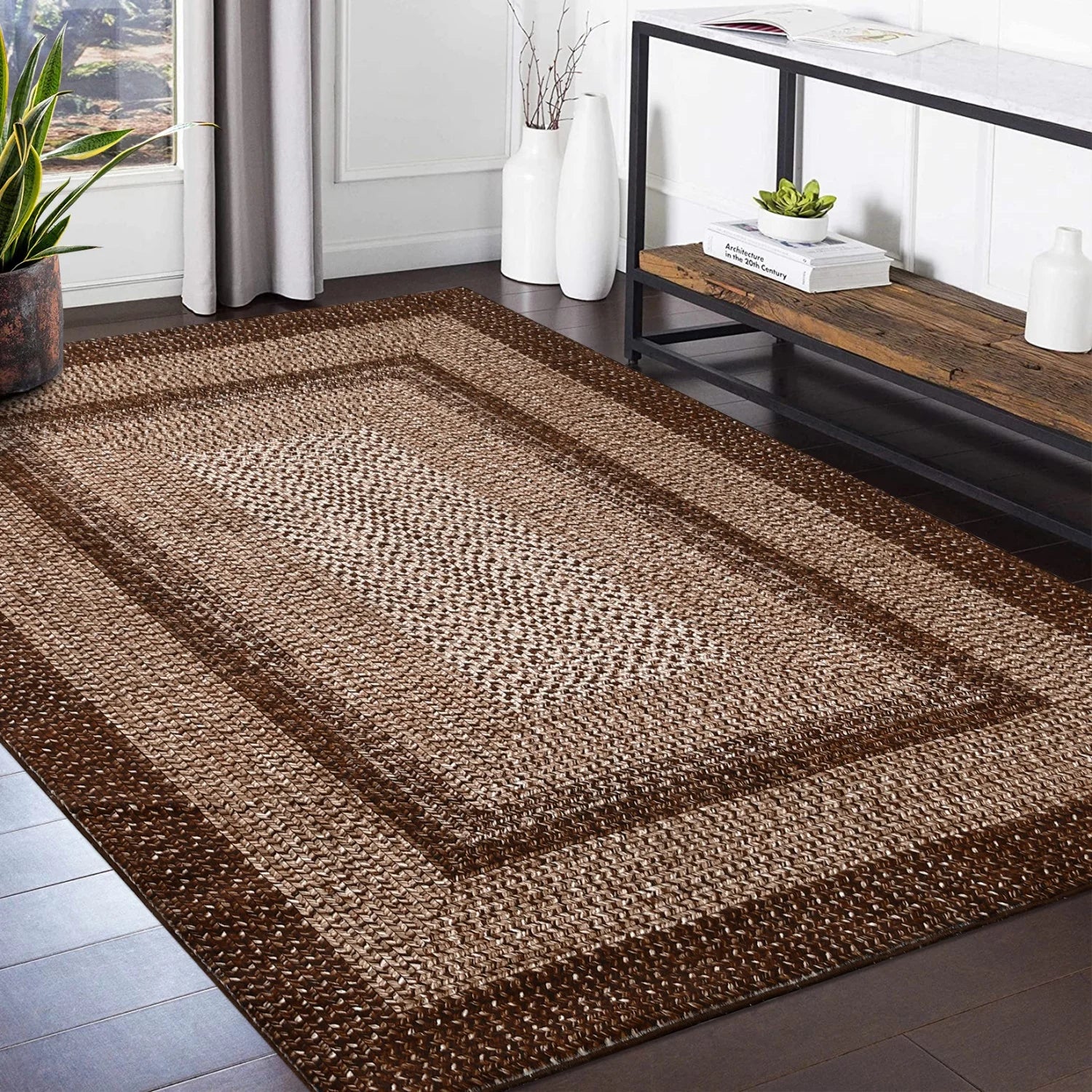 Washable Modern Braided Area Rug – Large Non-Slip Carpet for Living Room & Bedroom Floor Décor