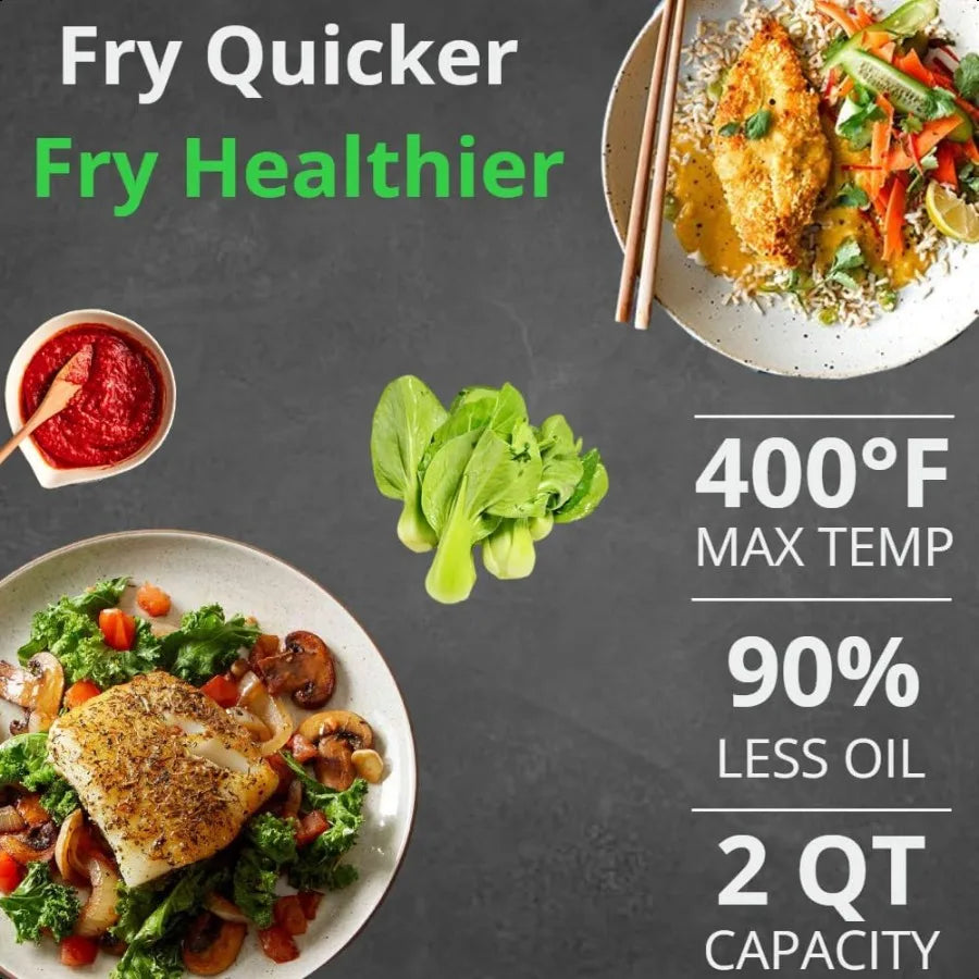 Compact 2-Quart Personal Air Fryer – 1000W Oil-Free Cooking with Nonstick Basket & Space-Saving Design 🍟✨