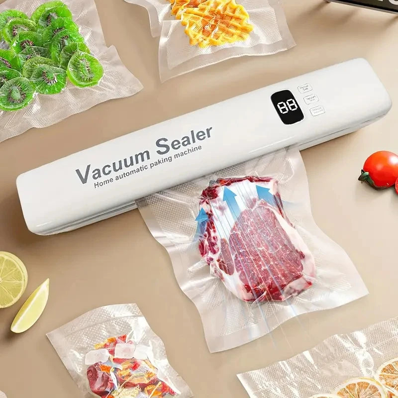 3-in-1 Automatic Vacuum Sealer Machine – LED Display, 10 Vacuum Bags & Multi-Functional Food Saver