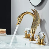 Wanmivezlo Gold Swan Basin Faucet – Luxury Deck-Mounted Dual Crystal Handle Hot & Cold Mixer