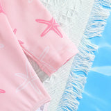 Long-Sleeve Printed Beach Rash Guard Suit for Toddler Girls