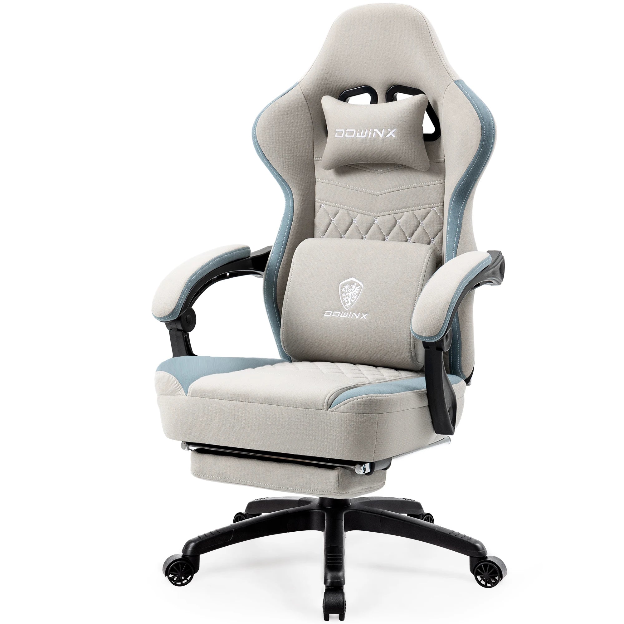 Dowinx Gaming Chair – Breathable Fabric Computer Chair with Pocket Spring Cushion, Gel Pad & Side Storage Bag