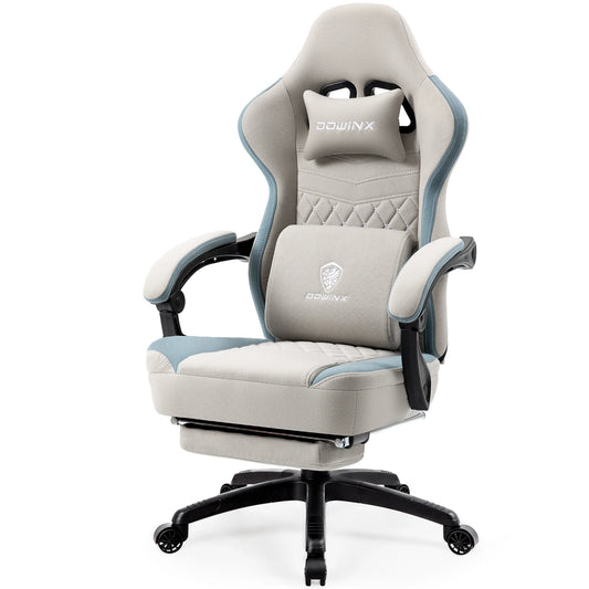 Dowinx Gaming Chair – Breathable Fabric Computer Chair with Pocket Spring Cushion, Gel Pad & Side Storage Bag
