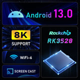 Android 13.0 Smart TV Box K98 Plus – RK3528 Quad-Core Media Player with 8K Decoding, HDR10, WiFi 6 & Multiple Storage Options
