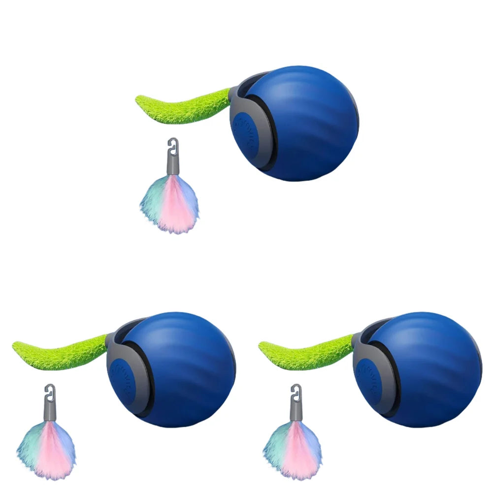 Automatic Moving Cat Toy Ball – Smart Interactive Toy with 2-Speed Adjustment & Replacement Tail, 1–3PCS Set