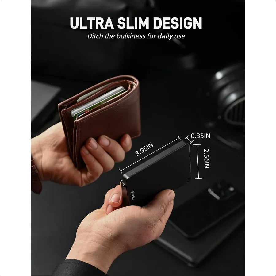 Slim Metal RFID Wallet for Men – Aluminum Pop-Up Credit Card Holder with Money Clip & Minimalist Design
