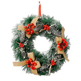 Christmas Hanging Wreath Decoration – Festive PVC Door Décor with Bow, Berries, Santa & Reindeer Design