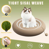 Round Cat Scratching Board & Nest – Non-Slip Cardboard Bed with White Stripe / Brown Finish for Small-Medium Indoor Cats