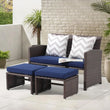3-Piece All-Weather Wicker Outdoor Loveseat Set with Ottoman & Side Table