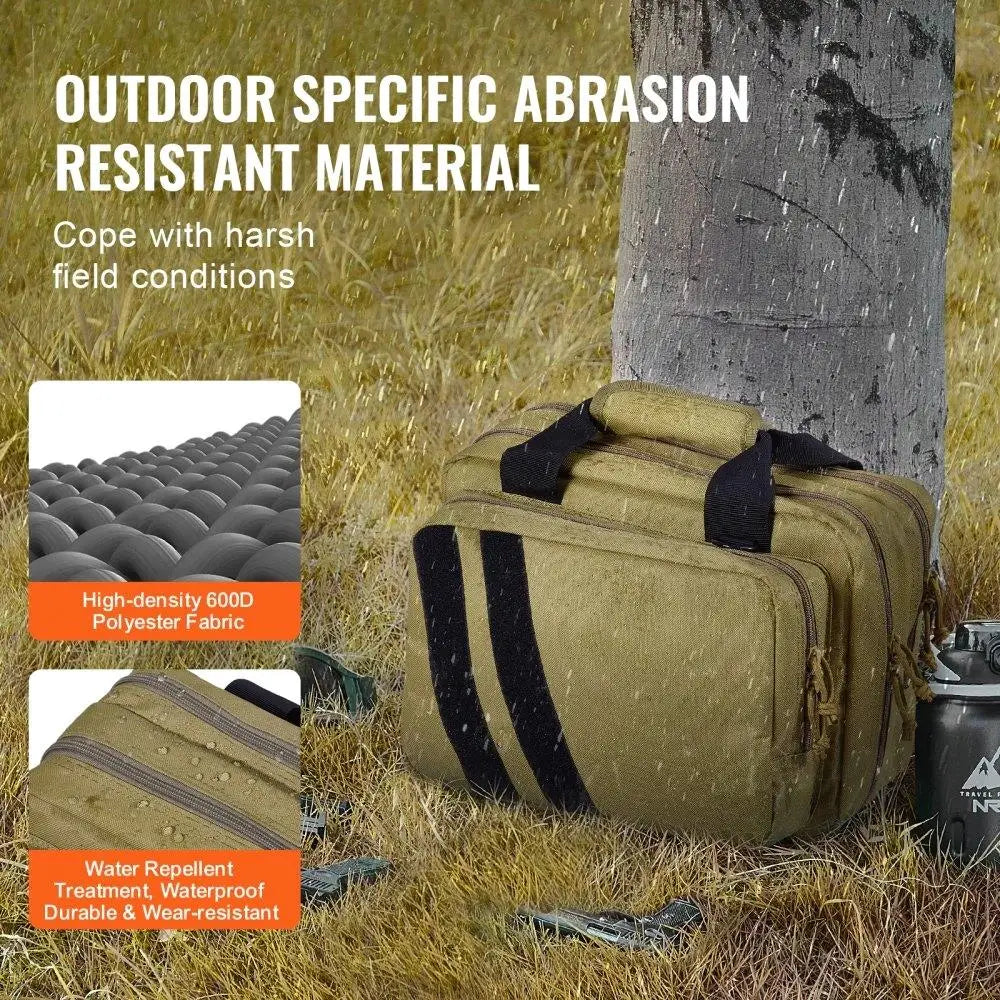Tactical 2-Pistol Range Bag – Lockable Zipper Case with Pouches for Shooting, Outdoor Training & Secure Firearm Transport