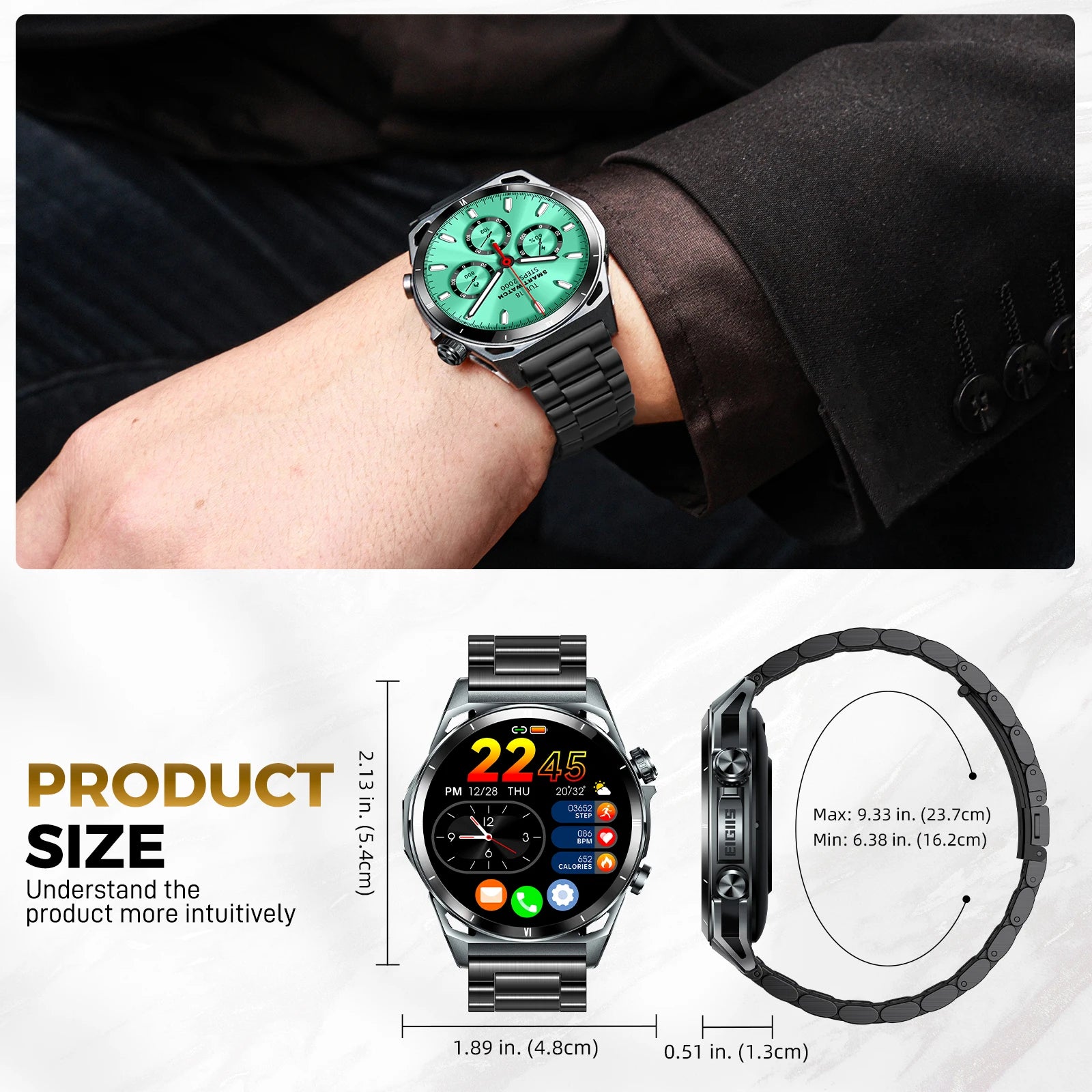 EIGIIS KE6 Smart Watch – 1.43” AMOLED Sports Watch for Men with Bluetooth Call, Health Monitoring & IP68 Waterproof Design