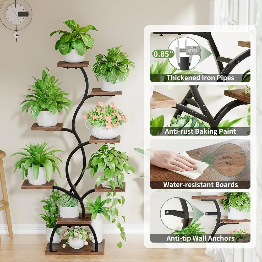 Indoor Plant Stand with Grow Light – 8-Tier 49" Tall Plant Shelf for Indoor Growing, Space-Saving Garden Rack