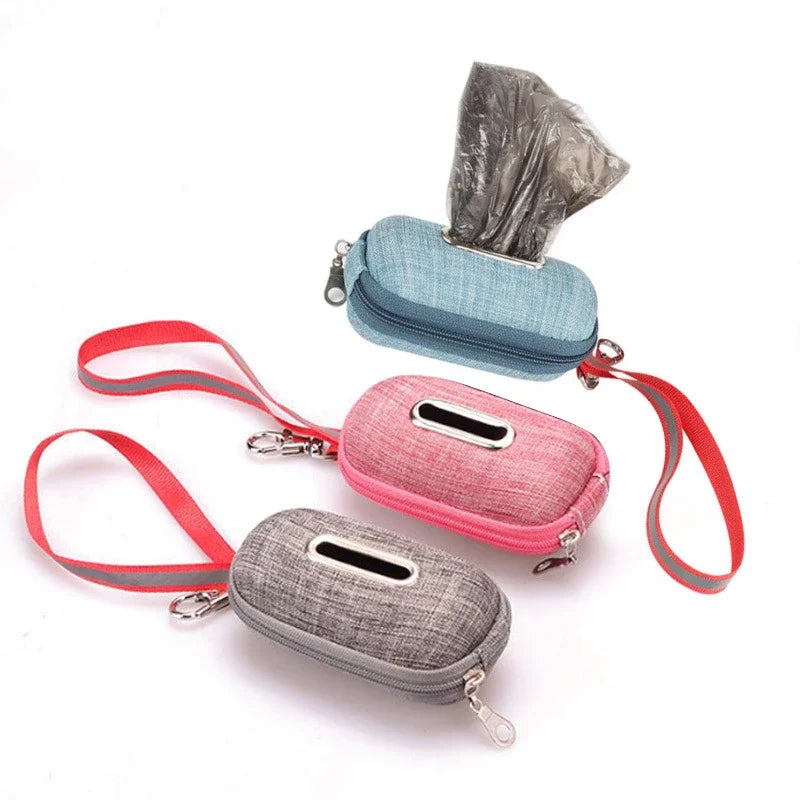Portable Dog Poop Bag Dispenser – Pet Waste Bag Holder with Rope Clip & Refill Bags for Easy Cleanup on Walks