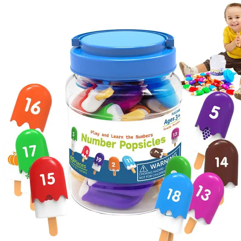 Number & Letter Matching Ice Cream Toy – Cute Digital Recognition Popsicle Game, Preschool Educational Learning Gift for Kids