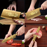 “Titanium-Coated 4-Piece Kitchen Knife Set – Sharp & Durable for Meat, Bones, Home or Commercial Use”