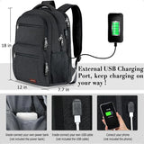 BIKROD 15.6" School & TSA Travel Laptop Backpack – USB Charging Water-Resistant Bookbag for Teen Boys, Men & Women