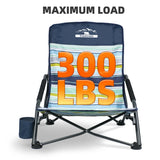 Tisetrail Portable Beach Chair – Low-Back Sling Folding Chair with Cup Holder for Adults (Lightweight, Indoor/Outdoor, Camping/Travel)